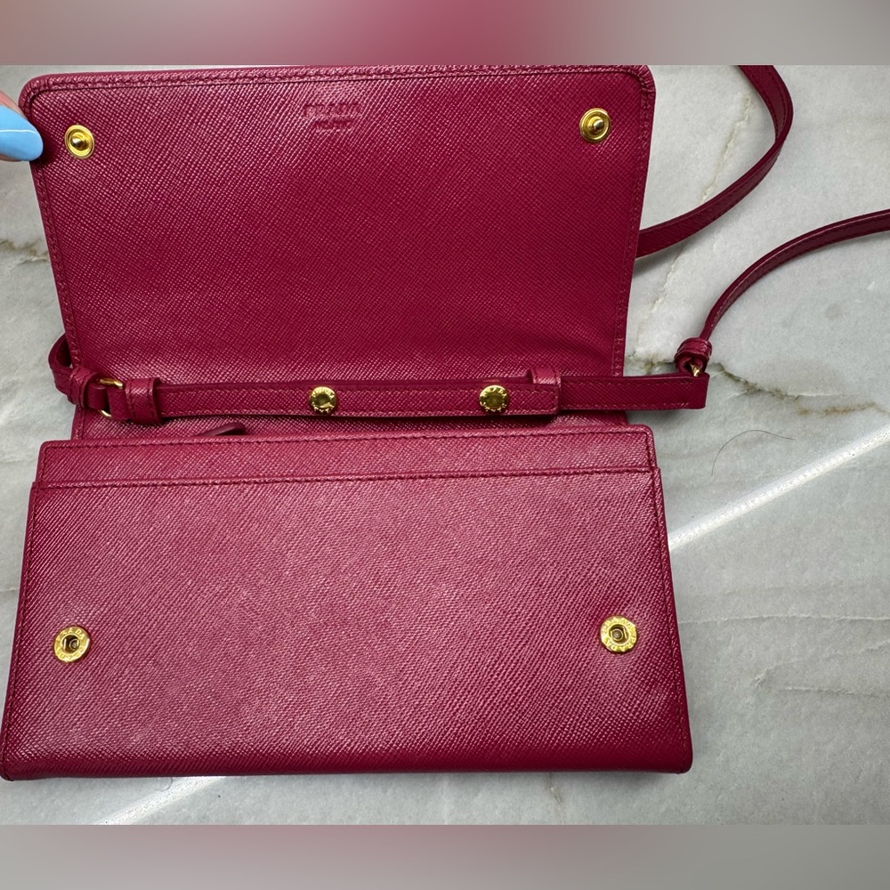 Prada Ibisco Saffiano Leather Wallet On Chain(leather strap) Pochette/Clutch Bag - Picture 7 of 13
